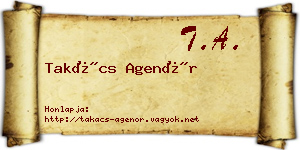 Takács Agenór névjegykártya